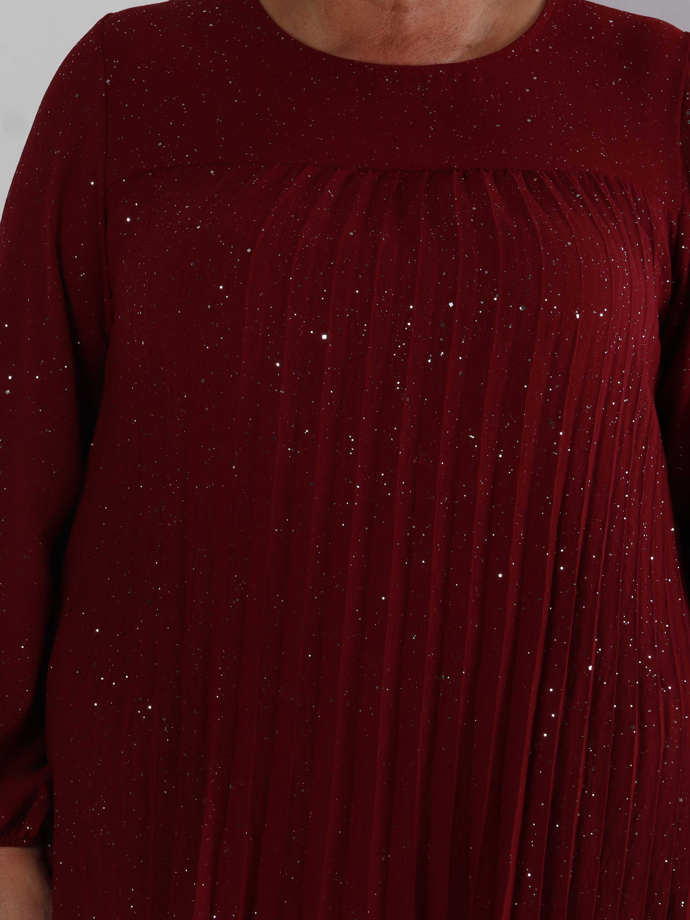 Nancy Glitter Shirt L/S - Plisseret plus size bluse med glitter